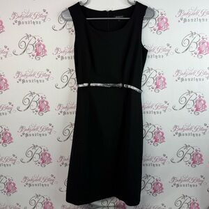 Jessica dress belted, shiny silver classic Black Dress with Silver Accents